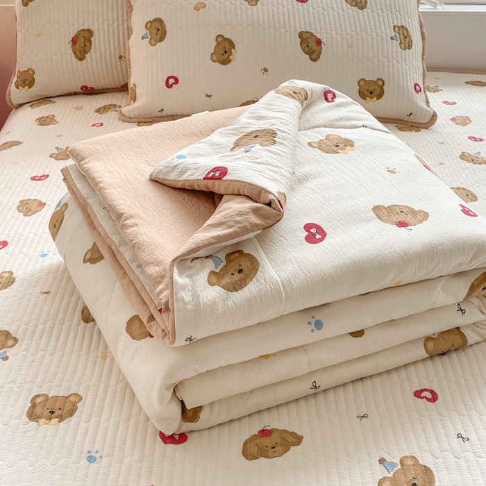 91家纺网 家纺一手货源 找家纺 （总）铺尚美家纺 2025新款7A抗菌云感双层纱床盖夏被夏凉被空调被四件套