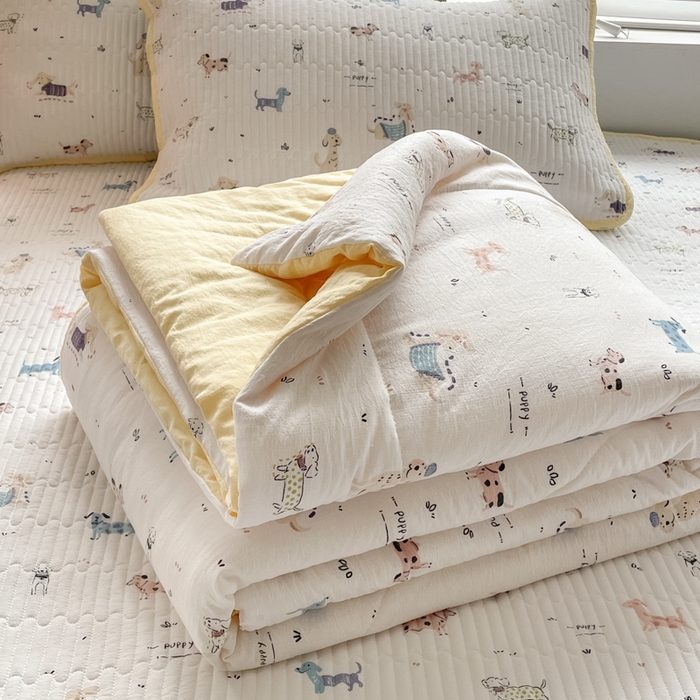 91家纺网 家纺一手货源 找家纺 （总）铺尚美家纺 2025新款7A抗菌云感双层纱床盖夏被夏凉被空调被四件套