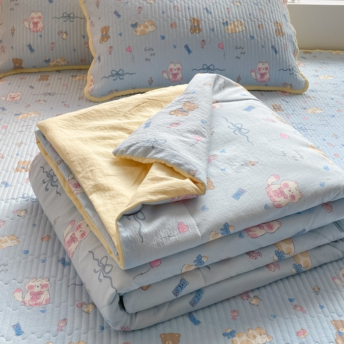 91家纺网 家纺一手货源 找家纺 （总）铺尚美家纺 2025新款7A抗菌云感双层纱床盖夏被夏凉被空调被四件套