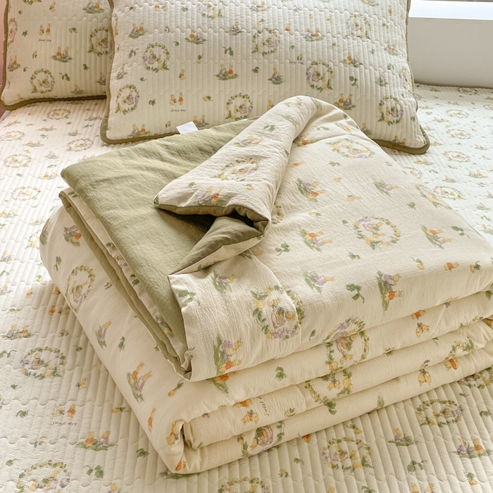 91家纺网 家纺一手货源 找家纺 （总）铺尚美家纺 2025新款7A抗菌云感双层纱床盖夏被夏凉被空调被四件套