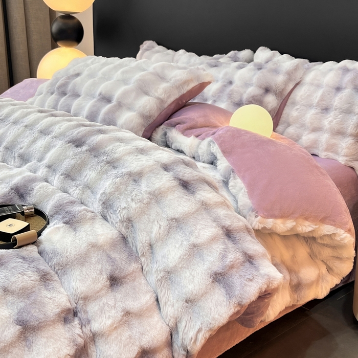 91家纺网 家纺一手货源 找家纺 （总）品乐家纺 2025新款秋冬A类高克重300g泡泡兔绒保暖被套单品被套单件被套