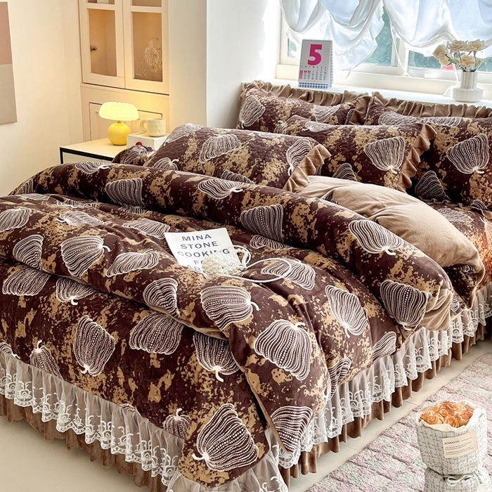 91家纺网 家纺一手货源 找家纺 铠畅 2025新款加厚牛奶绒床盖四件套 南瓜派