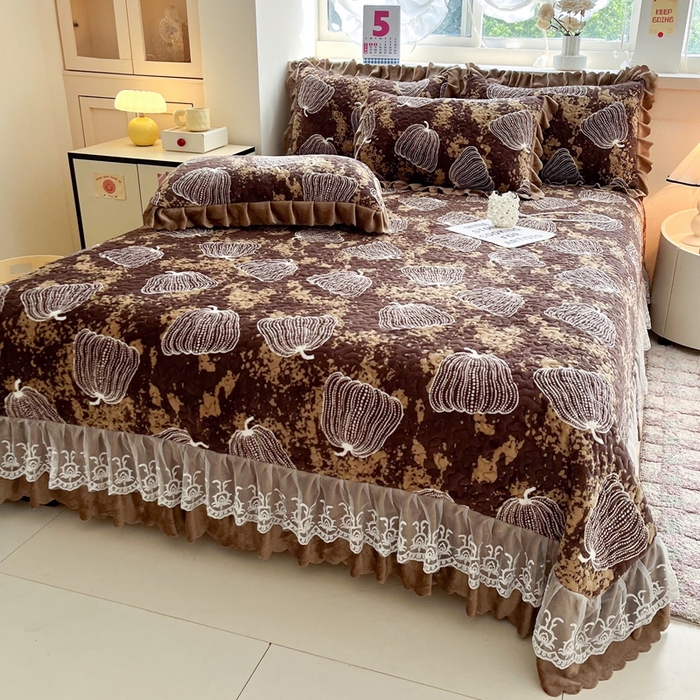 91家纺网 家纺一手货源 找家纺 铠畅 2025新款加厚牛奶绒床盖四件套 南瓜派