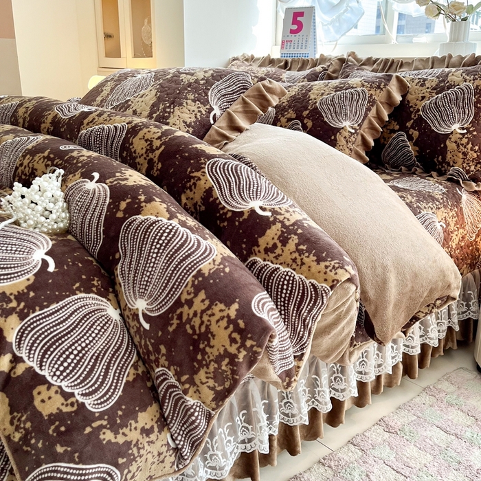 91家纺网 家纺一手货源 找家纺 铠畅 2025新款加厚牛奶绒床盖四件套 南瓜派