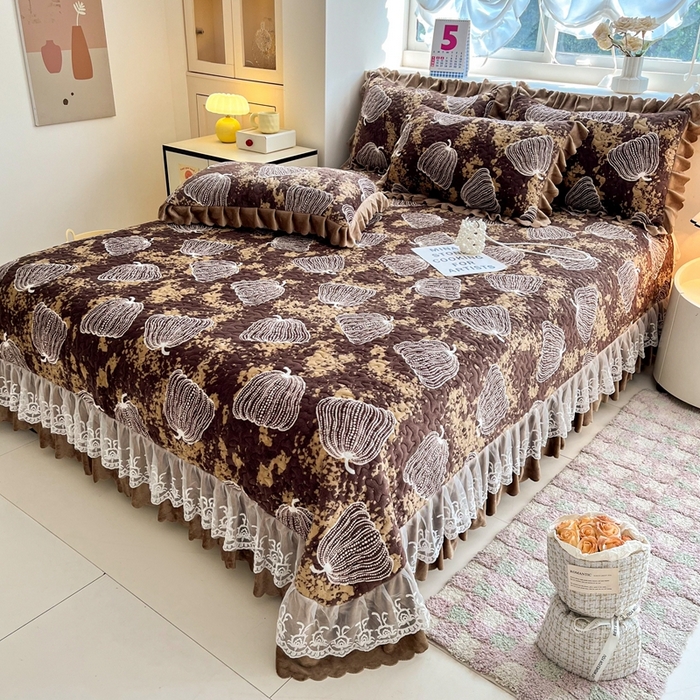 91家纺网 家纺一手货源 找家纺 铠畅 2025新款加厚牛奶绒床盖四件套 南瓜派