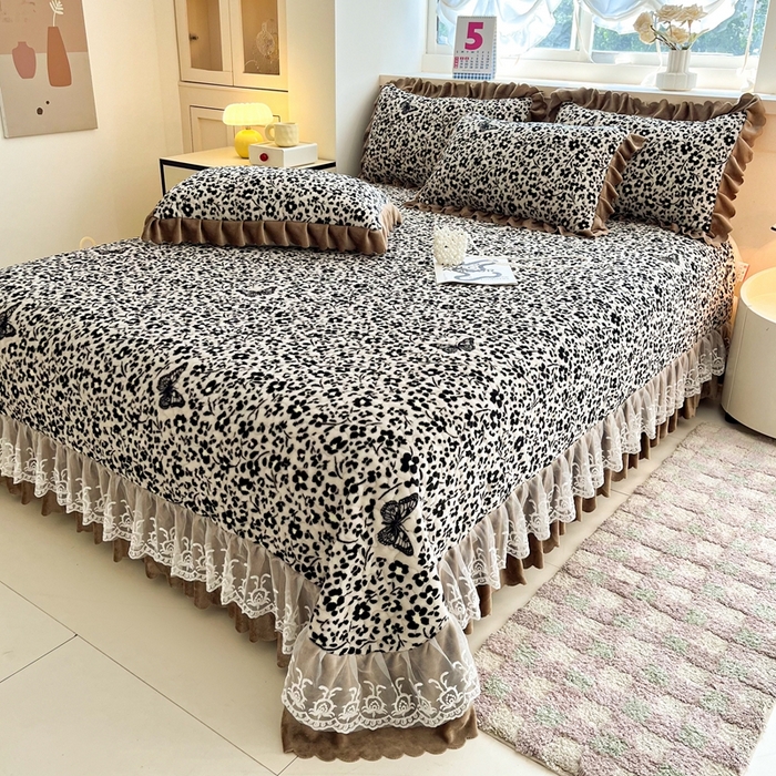 91家纺网 家纺一手货源 找家纺 铠畅 2025新款加厚牛奶绒床盖四件套 翩翩起舞