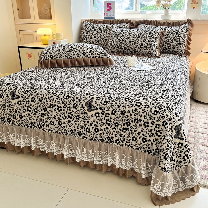 91家纺网 家纺一手货源 找家纺 铠畅 2025新款加厚牛奶绒床盖四件套 翩翩起舞