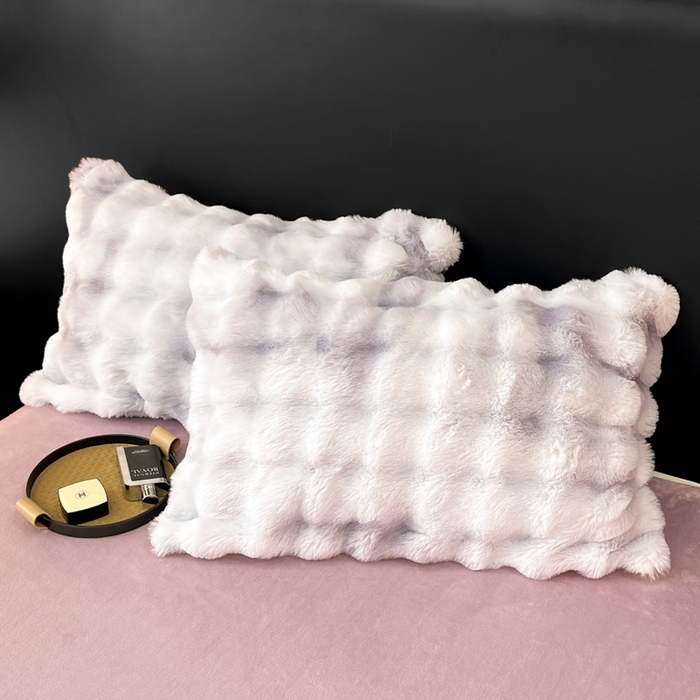 91家纺网 家纺一手货源 找家纺 品乐家纺 2025新款秋冬A类高克重300g泡泡兔绒保暖被套单品被套单件被套 炫彩   雾灰紫