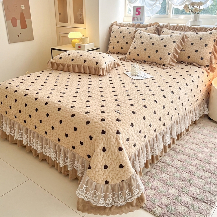 91家纺网 家纺一手货源 找家纺 铠畅 2025新款加厚牛奶绒床盖四件套 心动信号