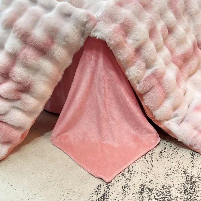 91家纺网 家纺一手货源 找家纺 品乐家纺 2025新款秋冬A类高克重300g泡泡兔绒保暖被套单品被套单件被套 炫彩   胭脂粉