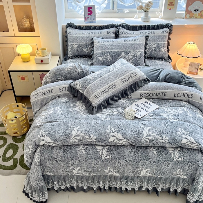 91家纺网 家纺一手货源 找家纺 铠畅 2025新款加厚牛奶绒床盖四件套 雅典娜