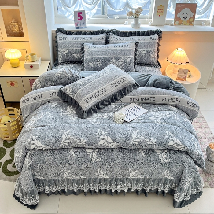 91家纺网 家纺一手货源 找家纺 铠畅 2025新款加厚牛奶绒床盖四件套 雅典娜