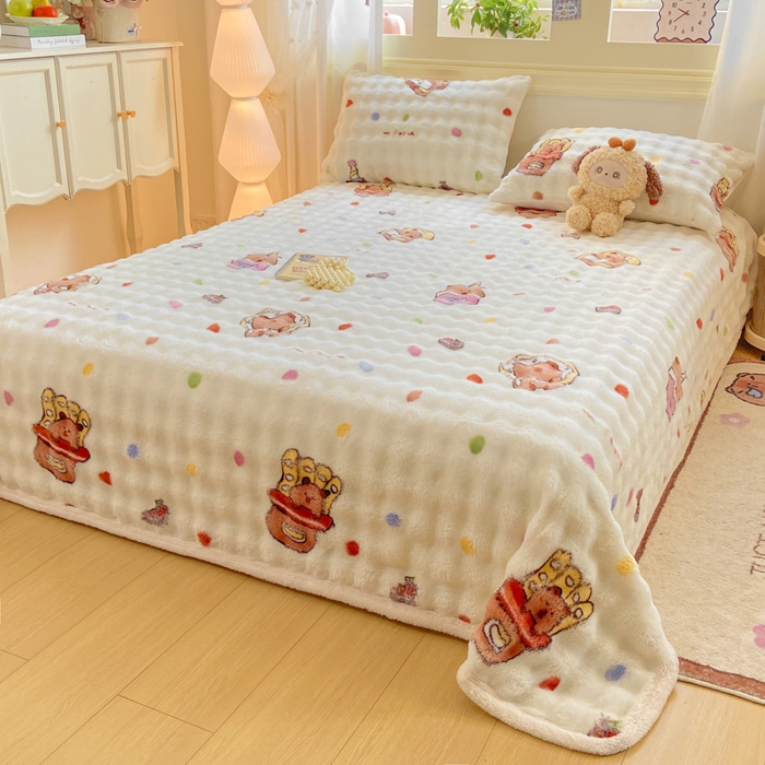 91家纺网 家纺一手货源 找家纺 （总）品乐家纺 2025新款秋冬高克重牛奶绒保暖床单单品床单单件床单