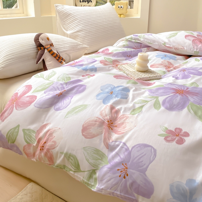 91家纺网 家纺一手货源 找家纺 麋兔 2025新款全棉纯棉ins印花单品被套 被套单件 花语绮梦