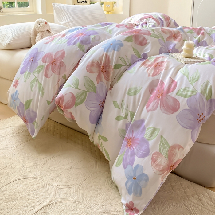 91家纺网 家纺一手货源 找家纺 麋兔 2025新款全棉纯棉ins印花单品被套 被套单件 花语绮梦