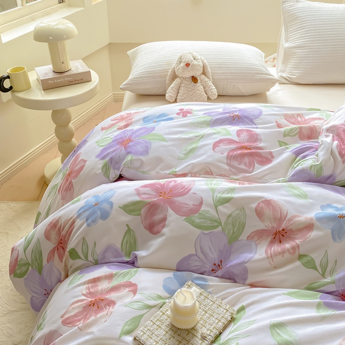 91家纺网 家纺一手货源 找家纺 麋兔 2025新款全棉纯棉ins印花单品被套 被套单件 花语绮梦