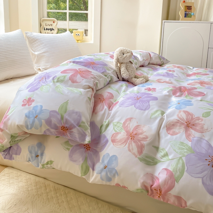 91家纺网 家纺一手货源 找家纺 麋兔 2025新款全棉纯棉ins印花单品被套 被套单件 花语绮梦