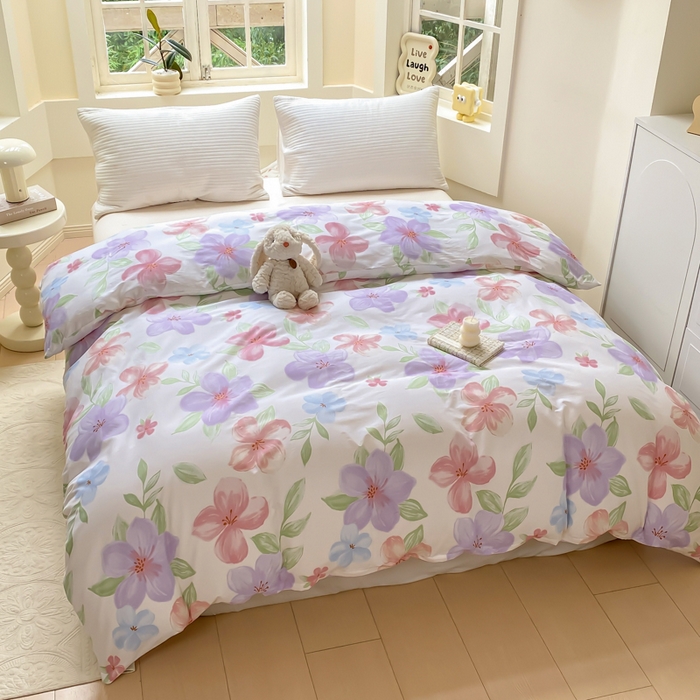 91家纺网 家纺一手货源 找家纺 麋兔 2025新款全棉纯棉ins印花单品被套 被套单件 花语绮梦