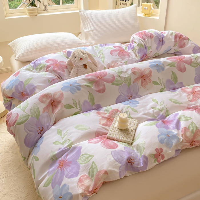 91家纺网 家纺一手货源 找家纺 麋兔 2025新款全棉纯棉ins印花单品被套 被套单件 花语绮梦