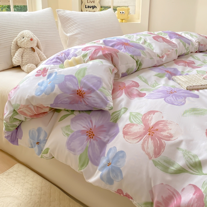 91家纺网 家纺一手货源 找家纺 麋兔 2025新款全棉纯棉ins印花单品被套 被套单件 花语绮梦