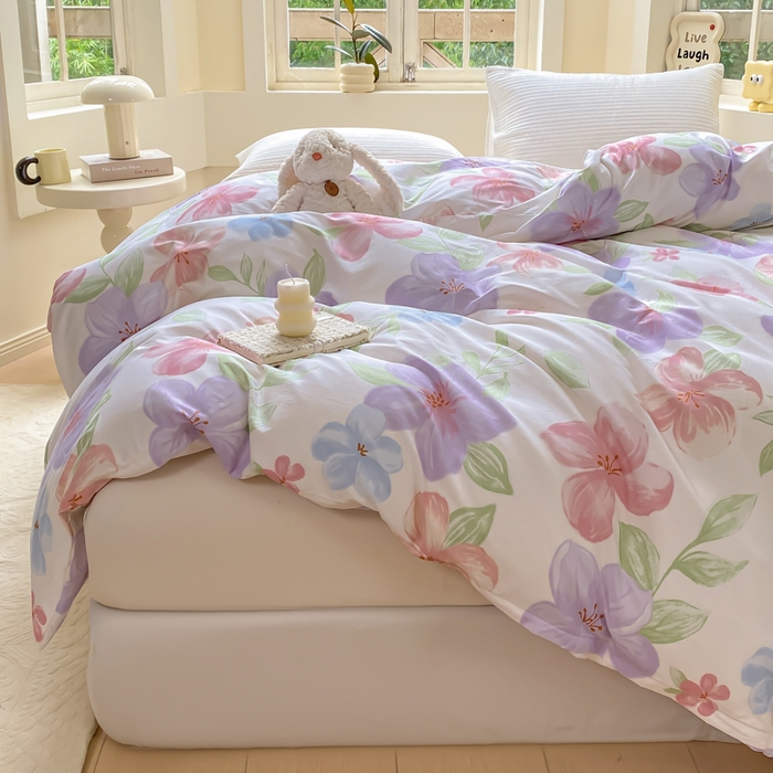 91家纺网 家纺一手货源 找家纺 麋兔 2025新款全棉纯棉ins印花单品被套 被套单件 花语绮梦