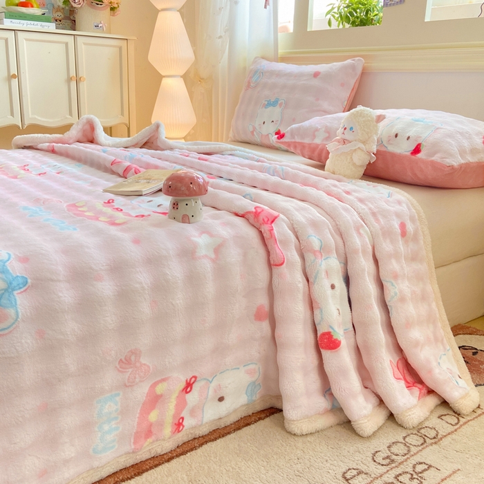 91家纺网 家纺一手货源 找家纺 品乐家纺 2025新款秋冬高克重牛奶绒保暖床单单品床单单件床单 KT猫