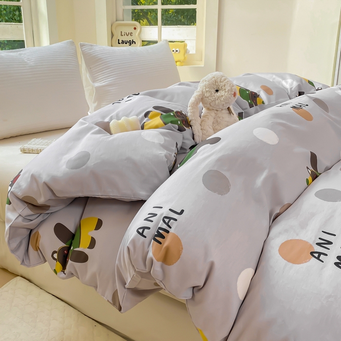 91家纺网 家纺一手货源 找家纺 麋兔 2025新款全棉纯棉ins印花单品被套 被套单件 欢乐团