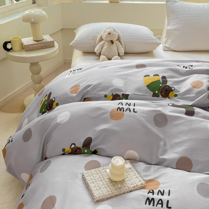 91家纺网 家纺一手货源 找家纺 麋兔 2025新款全棉纯棉ins印花单品被套 被套单件 欢乐团