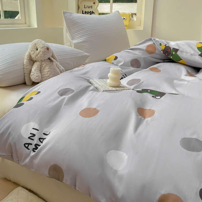 91家纺网 家纺一手货源 找家纺 麋兔 2025新款全棉纯棉ins印花单品被套 被套单件 欢乐团