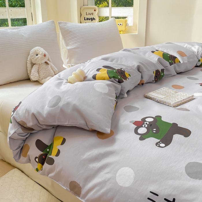 91家纺网 家纺一手货源 找家纺 麋兔 2025新款全棉纯棉ins印花单品被套 被套单件 欢乐团