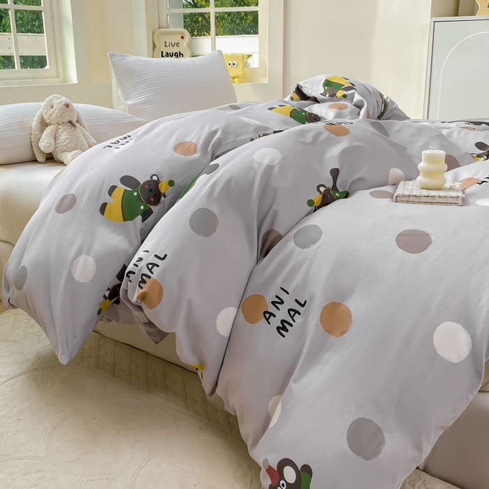 91家纺网 家纺一手货源 找家纺 麋兔 2025新款全棉纯棉ins印花单品被套 被套单件 欢乐团