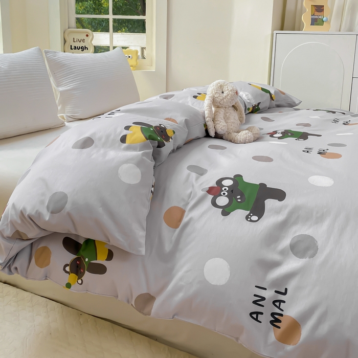 91家纺网 家纺一手货源 找家纺 麋兔 2025新款全棉纯棉ins印花单品被套 被套单件 欢乐团