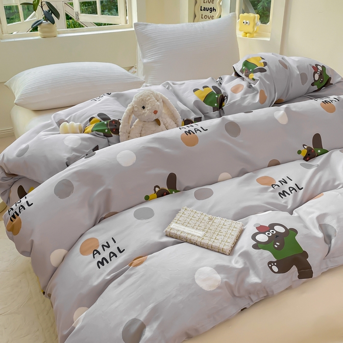 91家纺网 家纺一手货源 找家纺 麋兔 2025新款全棉纯棉ins印花单品被套 被套单件 欢乐团