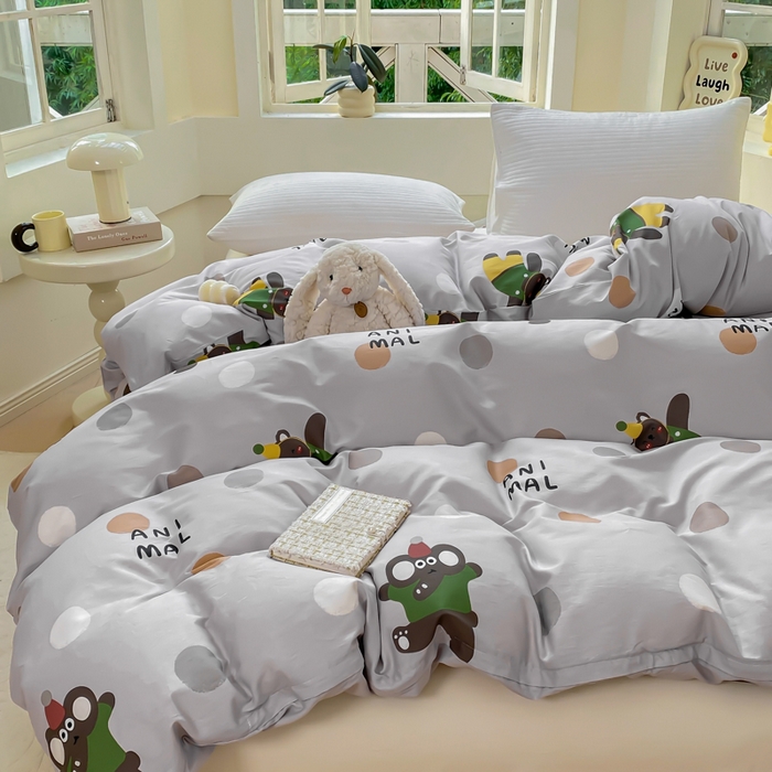 91家纺网 家纺一手货源 找家纺 麋兔 2025新款全棉纯棉ins印花单品被套 被套单件 欢乐团