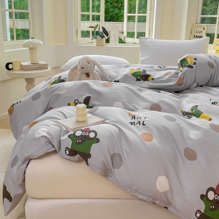 91家纺网 家纺一手货源 找家纺 麋兔 2025新款全棉纯棉ins印花单品被套 被套单件 欢乐团