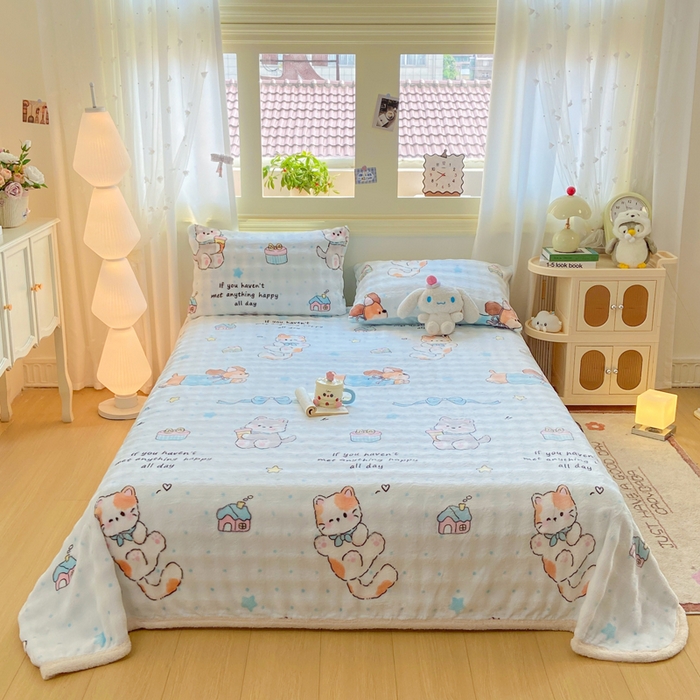 91家纺网 家纺一手货源 找家纺 品乐家纺 2025新款秋冬高克重牛奶绒保暖床单单品床单单件床单 宠物聚会