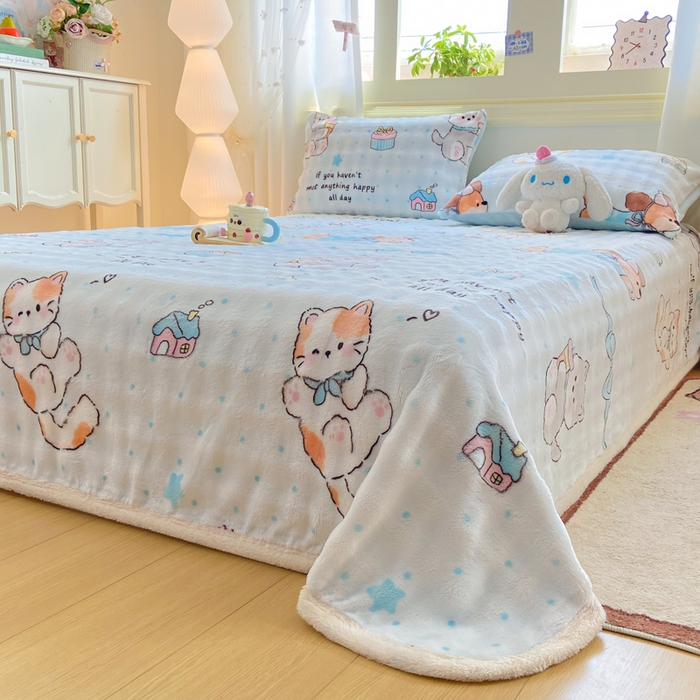 91家纺网 家纺一手货源 找家纺 品乐家纺 2025新款秋冬高克重牛奶绒保暖床单单品床单单件床单 宠物聚会