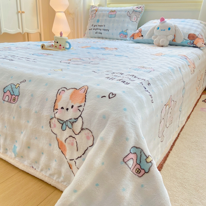 91家纺网 家纺一手货源 找家纺 品乐家纺 2025新款秋冬高克重牛奶绒保暖床单单品床单单件床单 宠物聚会