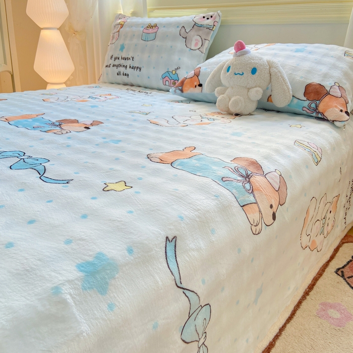 91家纺网 家纺一手货源 找家纺 品乐家纺 2025新款秋冬高克重牛奶绒保暖床单单品床单单件床单 宠物聚会