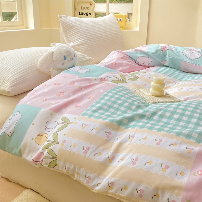 91家纺网 家纺一手货源 找家纺 麋兔 2025新款全棉纯棉ins印花单品被套 被套单件 欢乐园