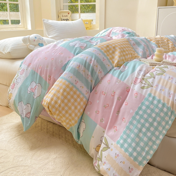 91家纺网 家纺一手货源 找家纺 麋兔 2025新款全棉纯棉ins印花单品被套 被套单件 欢乐园