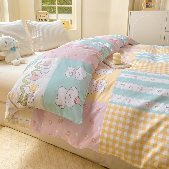 91家纺网 家纺一手货源 找家纺 麋兔 2025新款全棉纯棉ins印花单品被套 被套单件 欢乐园