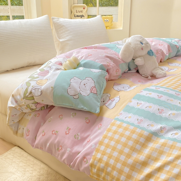 91家纺网 家纺一手货源 找家纺 麋兔 2025新款全棉纯棉ins印花单品被套 被套单件 欢乐园