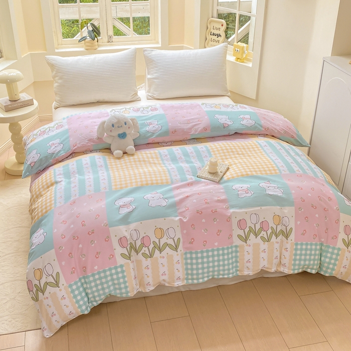 91家纺网 家纺一手货源 找家纺 麋兔 2025新款全棉纯棉ins印花单品被套 被套单件 欢乐园