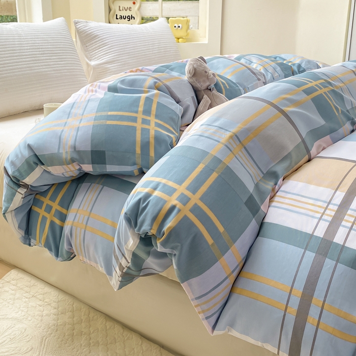 91家纺网 家纺一手货源 找家纺 麋兔 2025新款全棉纯棉ins印花单品被套 被套单件 蓝色金典