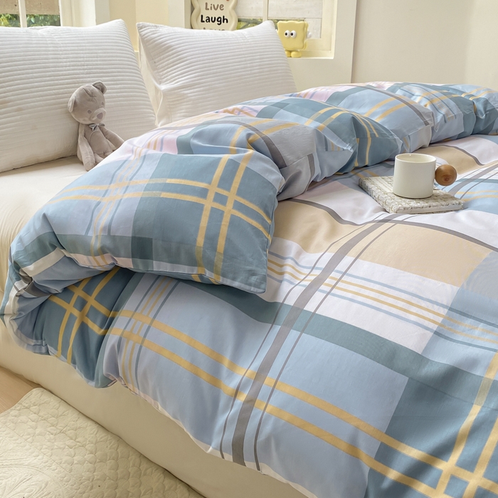 91家纺网 家纺一手货源 找家纺 麋兔 2025新款全棉纯棉ins印花单品被套 被套单件 蓝色金典