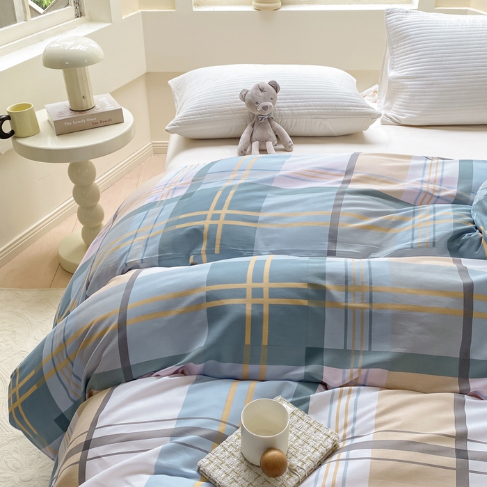 91家纺网 家纺一手货源 找家纺 麋兔 2025新款全棉纯棉ins印花单品被套 被套单件 蓝色金典