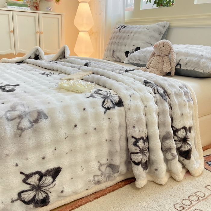 91家纺网 家纺一手货源 找家纺 品乐家纺 2025新款秋冬高克重牛奶绒保暖床单单品床单单件床单 蝶舞