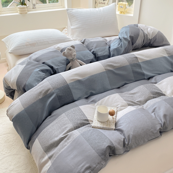 91家纺网 家纺一手货源 找家纺 麋兔 2025新款全棉纯棉ins印花单品被套 被套单件 奶昔-蓝