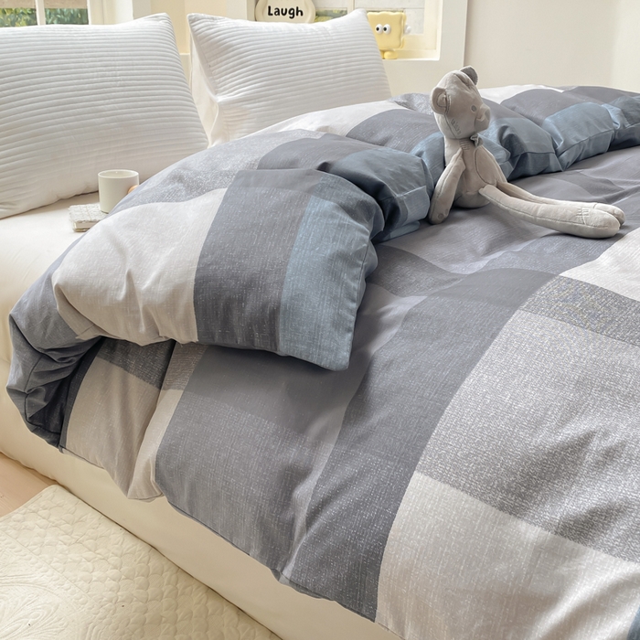 91家纺网 家纺一手货源 找家纺 麋兔 2025新款全棉纯棉ins印花单品被套 被套单件 奶昔-蓝